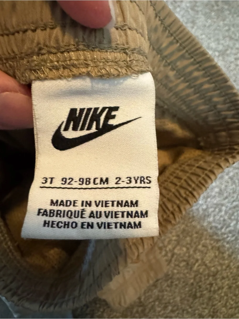 Nike khaki performance material perforated mesh joggers 3T Toddler boys